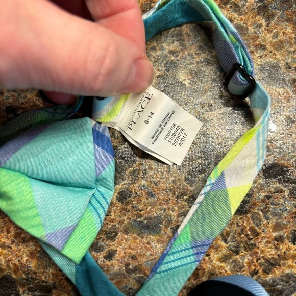 Boys Neck Tie Lot Bundle 6 Bow Ties Neck Ties Denim Stripes Bicycles Plaid 6-14 - Picture 5 of 7